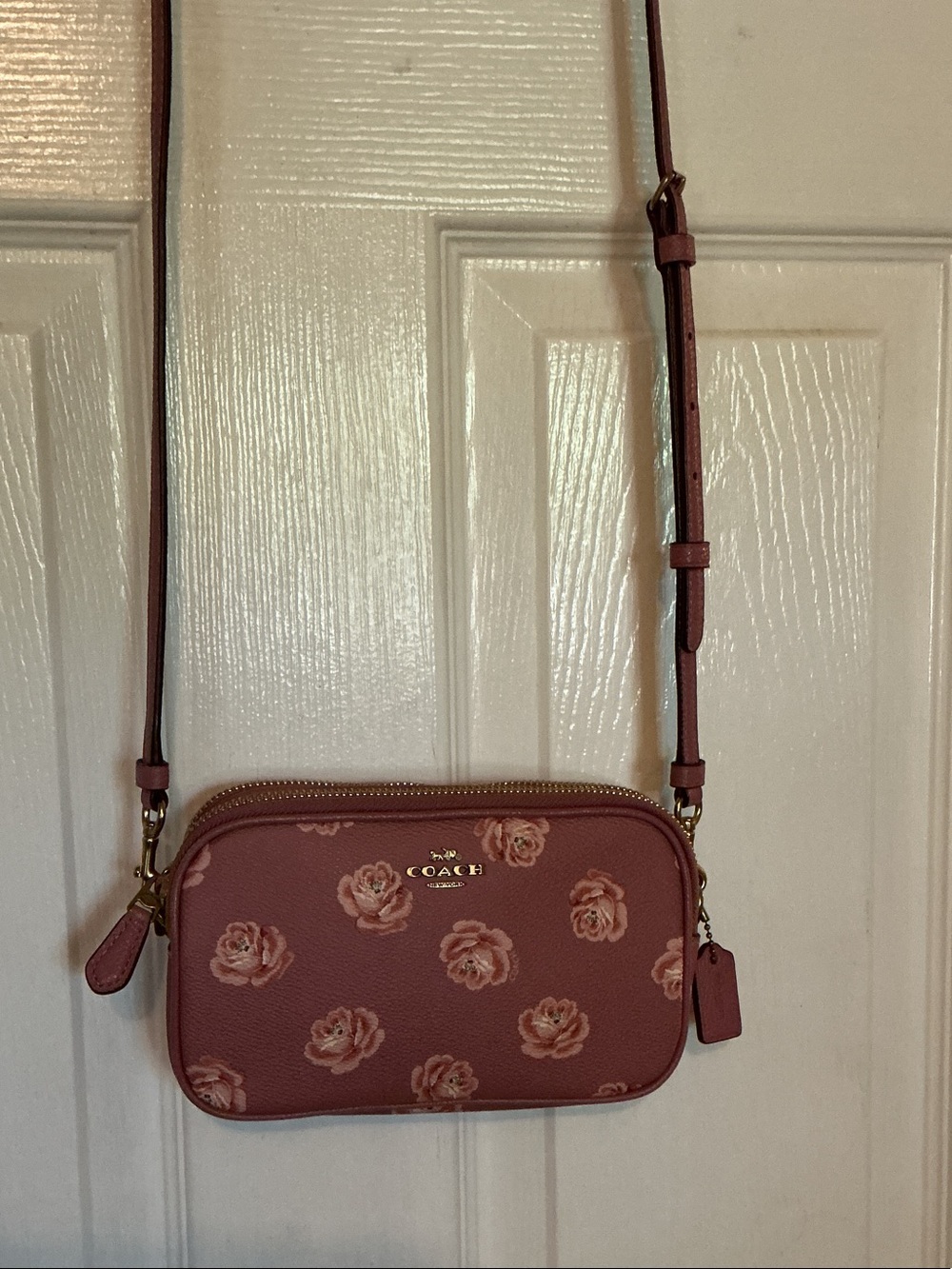 Coach Dusty Rose Floral Print Crossbody Bag Clutch 31826